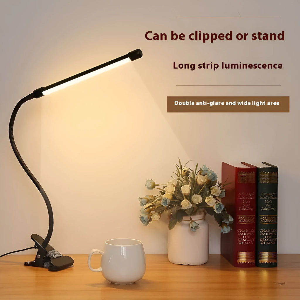 Black or white 26cm USB LED desk lamp with eye protection mode for student dormitory