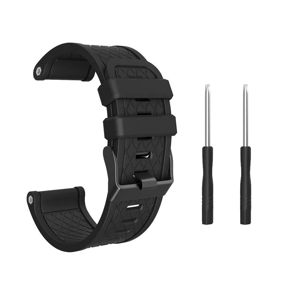 26mm silicone watch strap for Jiaming watches with black stainless steel clasp in multiple colours.