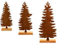 Set of three rusty iron Christmas tree ornaments with elk silhouettes, American-style metal decor.