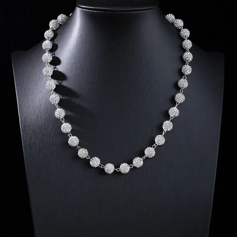 Alloy hip hop waist chain with diamond ball zipper detail, 115cm length, black colour option on display