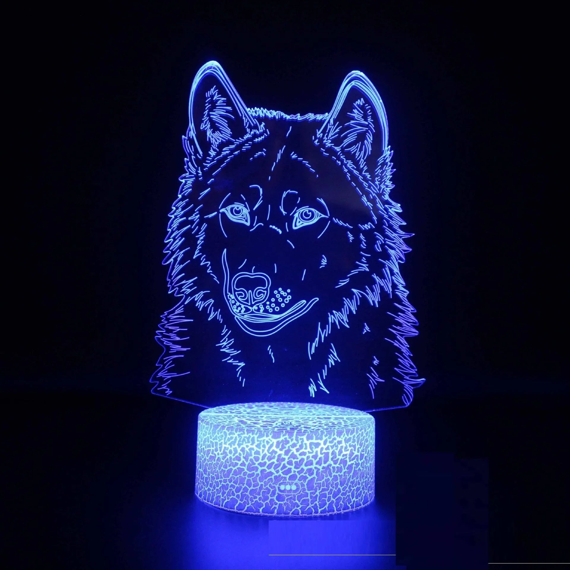 White base colour-changing LED desk lamp with touch control and remote, showing seven colour options.