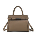 Genuine leather clamshell crossbody handbag for women with multiple internal compartments in five colour options.