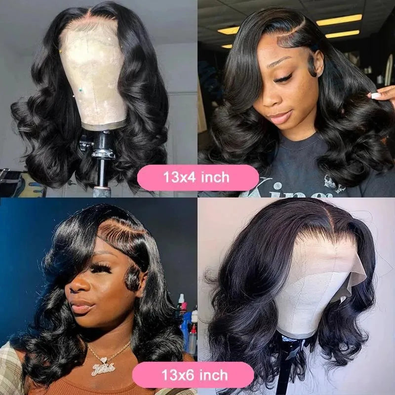 Women's black human hair lace front wig with natural hairline and elastic band on a mannequin head