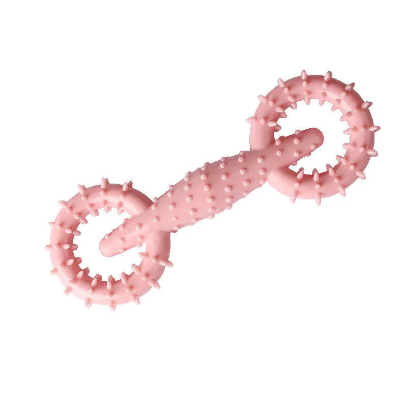 Blue TPR dog chew toy ring with textured surface for puppy teething and dental care