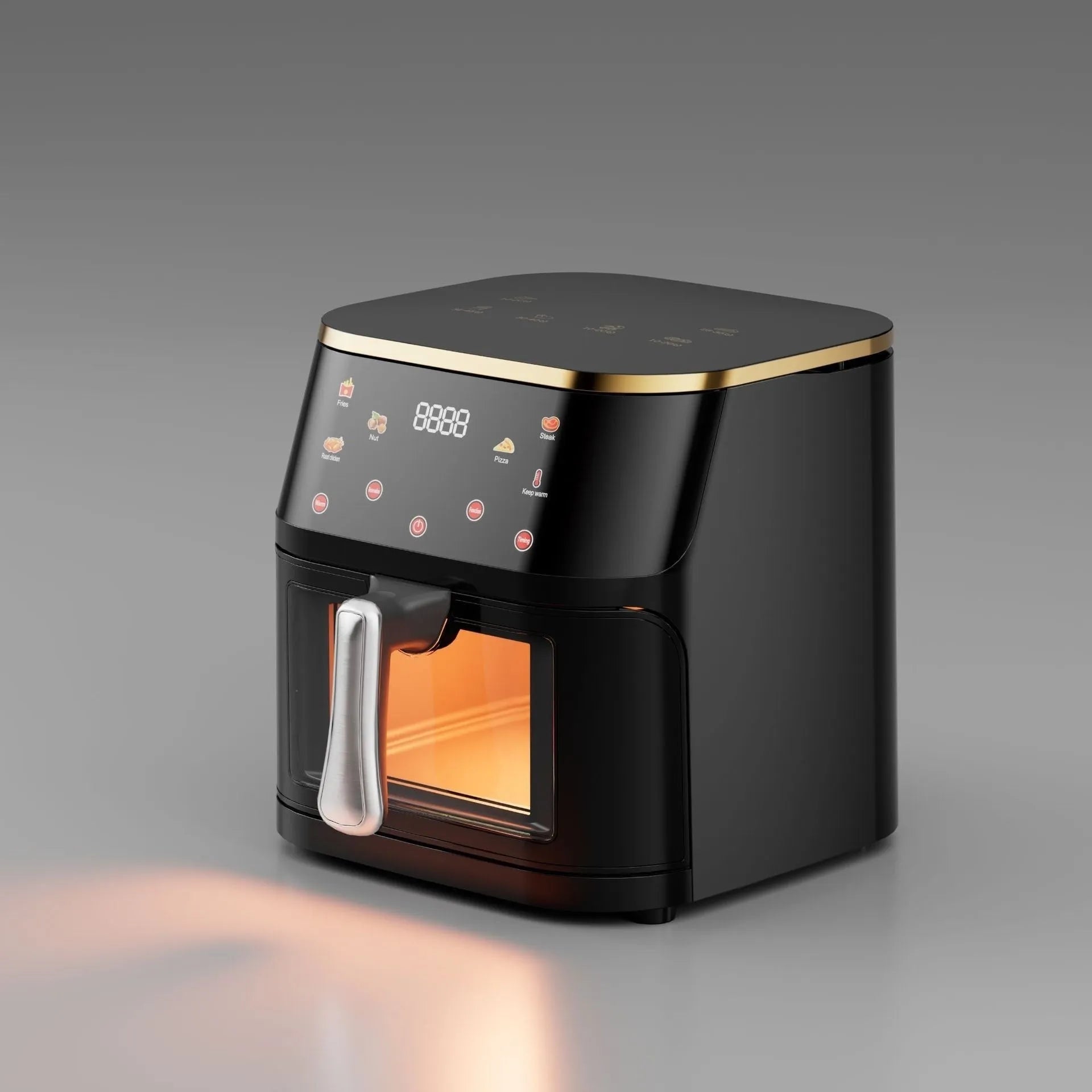 10L visual air frying oven with colour screen black and gold finish