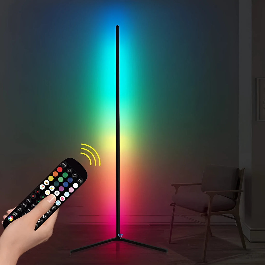 Black Symphony RGB floor lamp with remote control for music sync lighting