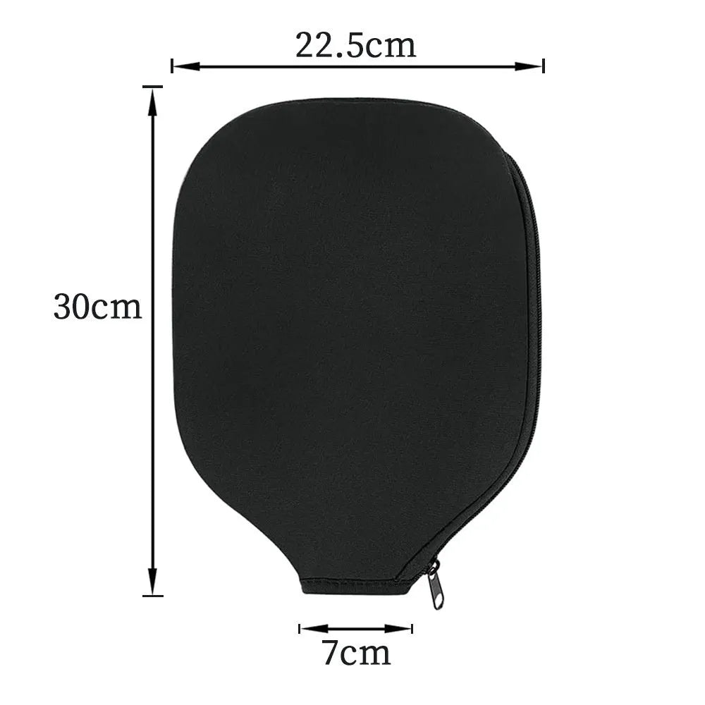 A black neoprene protective sleeve for a table tennis racket blade.
