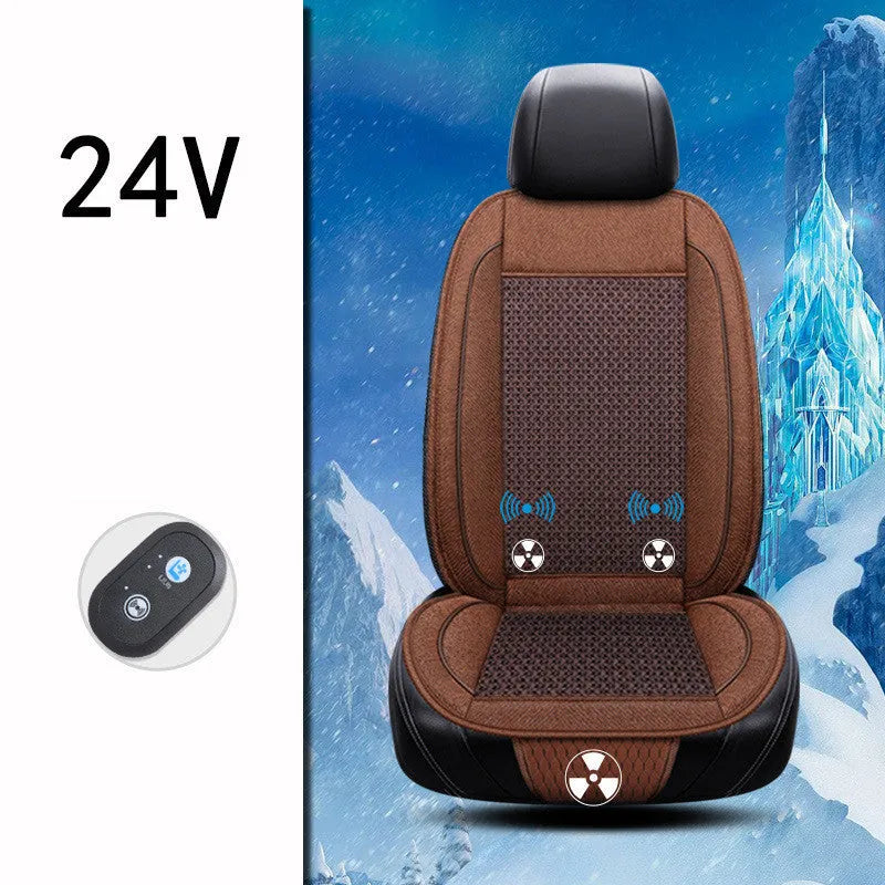 Square 60cm car ventilation seat cushion in black colour with power cord