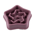Yellow plastic dog slow feeding bowl with rough anti-choke base measuring 20.1cm