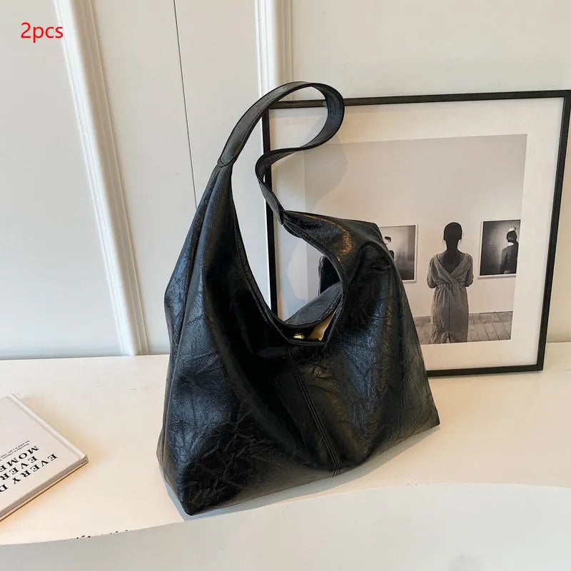 Soft PU leather casual shoulder bag in street trend style with large capacity and multiple colour options