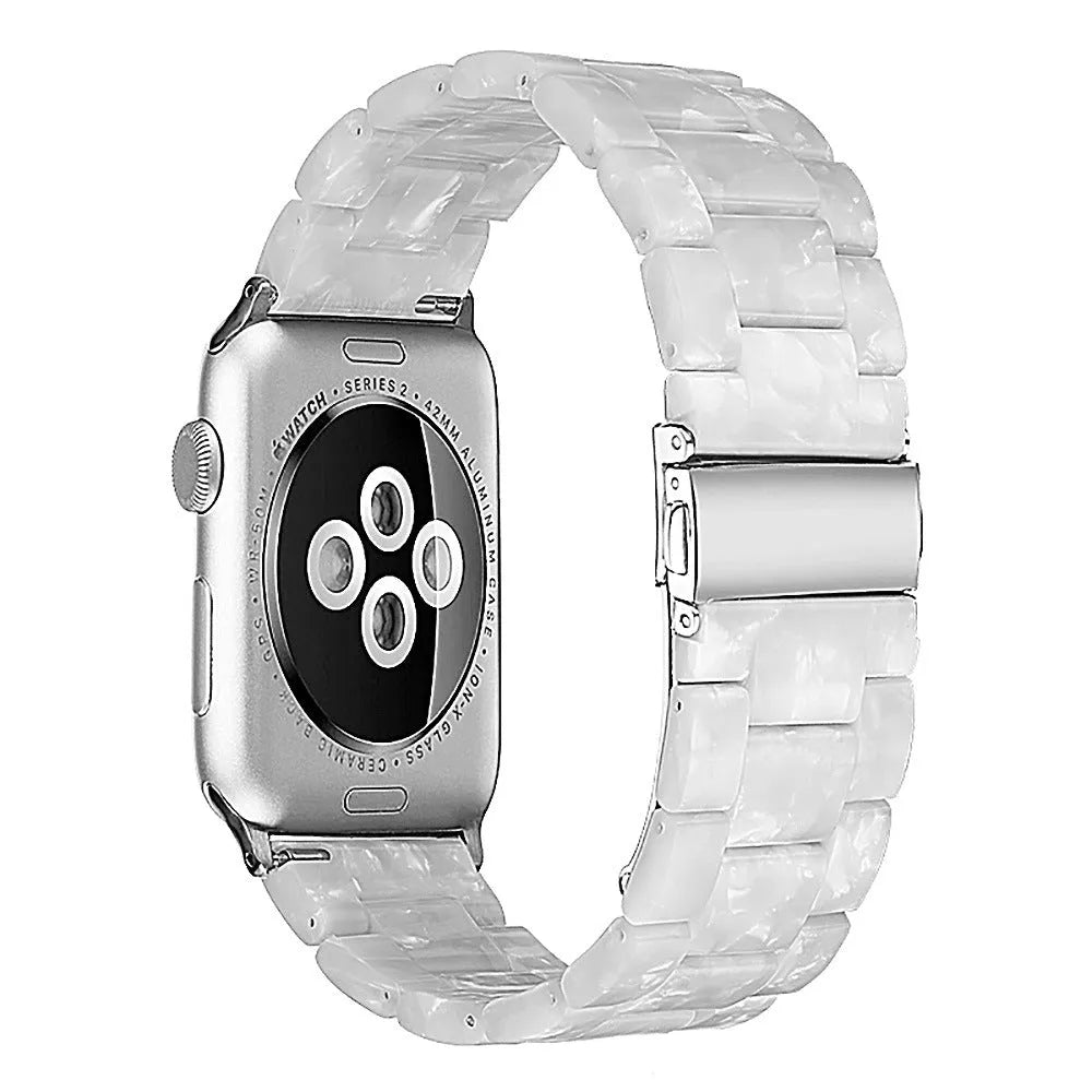 Slim resin watch strap in Army Green for Apple Watch 38-45mm with silver buckle