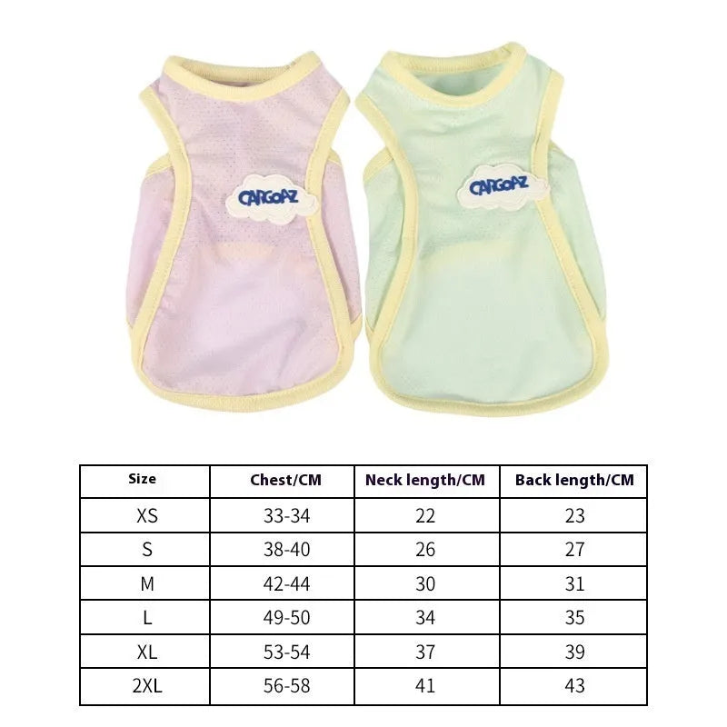 Lightweight green cat vest with sporty design for summer wear