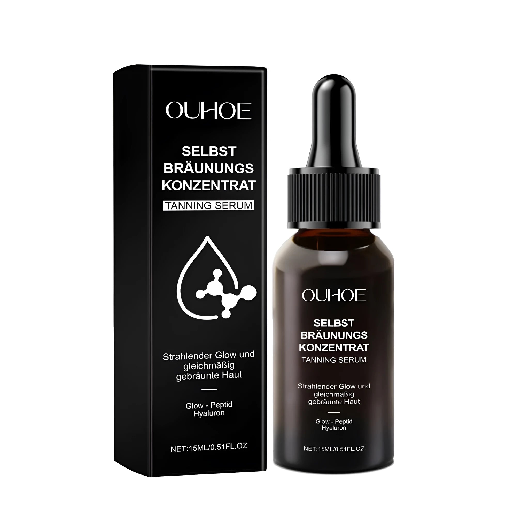 15 ml bottle of Meihei Liquor self-tanning lotion with hyaluronic acid and glycerin.