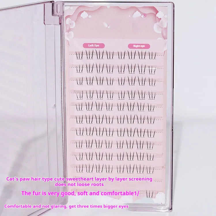 12-row kitten's paw lower eyelashes with natural sheer roots in 4-5-6mm pointed tail style