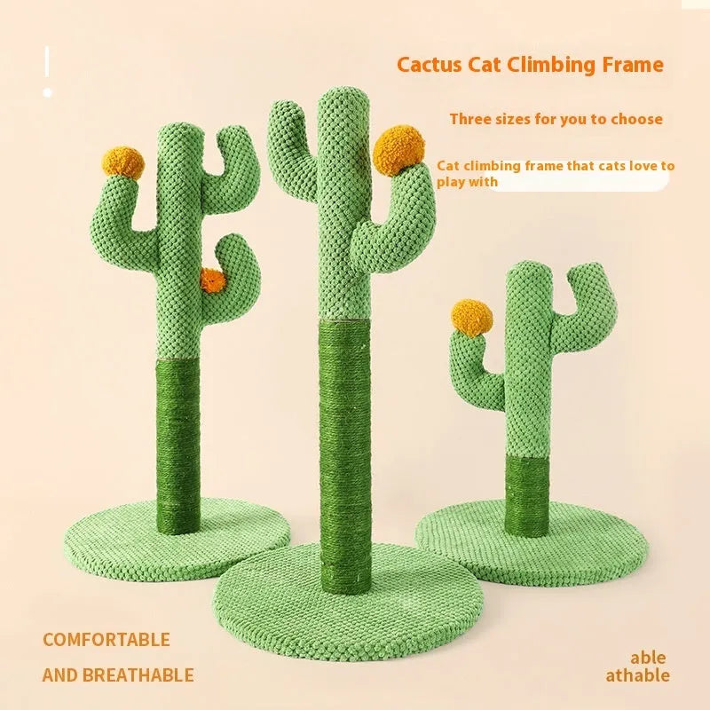 Cactus design cat scratching climbing pole with sisal surface for claw grinding