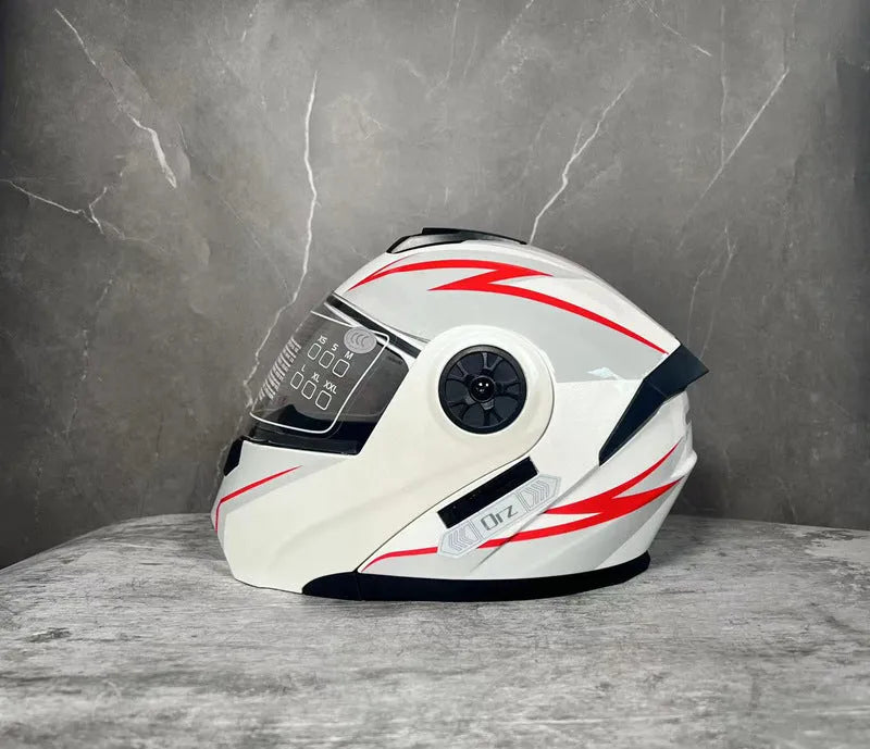 Asian black full face motorcycle helmet with ABS shell in S M L XL size options