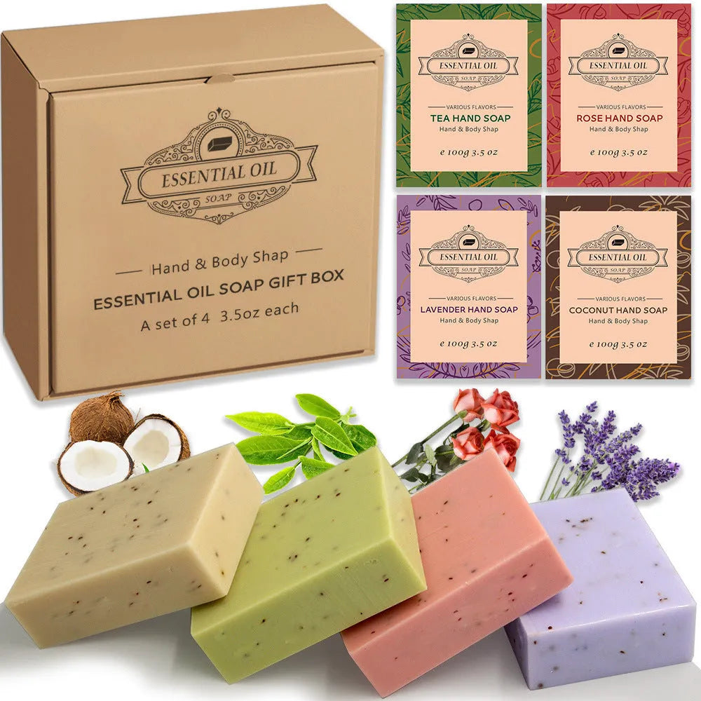 Handmade essential oil soap bar with frosted texture in 100g size for bathing and hand washing