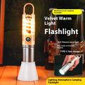 Orange 10W dual light source LED flashlight with hook and keychain attachment