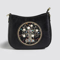 Straw bead turquoise ethnic style bucket shoulder crossbody bag with PU lining and mobile phone pocket
