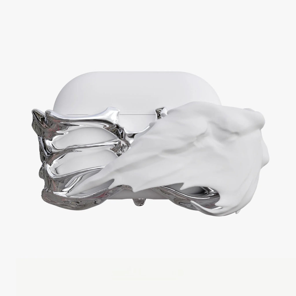 Black and silver skeleton wings silicone hard case cover for AirPods Pro charging case