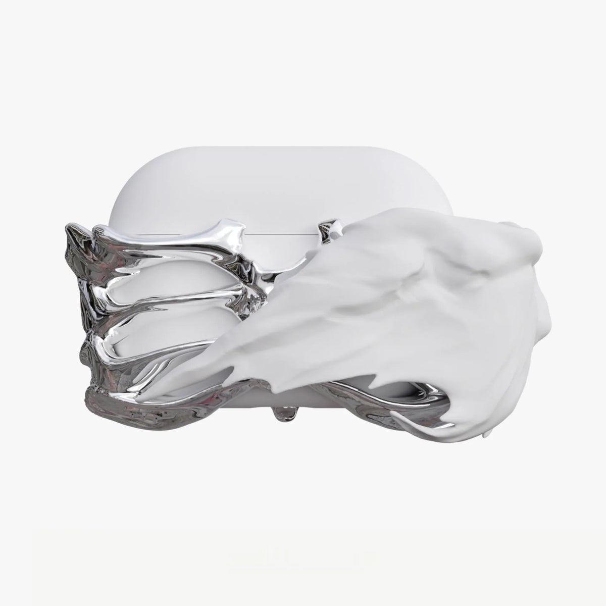 Black and silver skeleton wings silicone hard case cover for AirPods Pro charging case