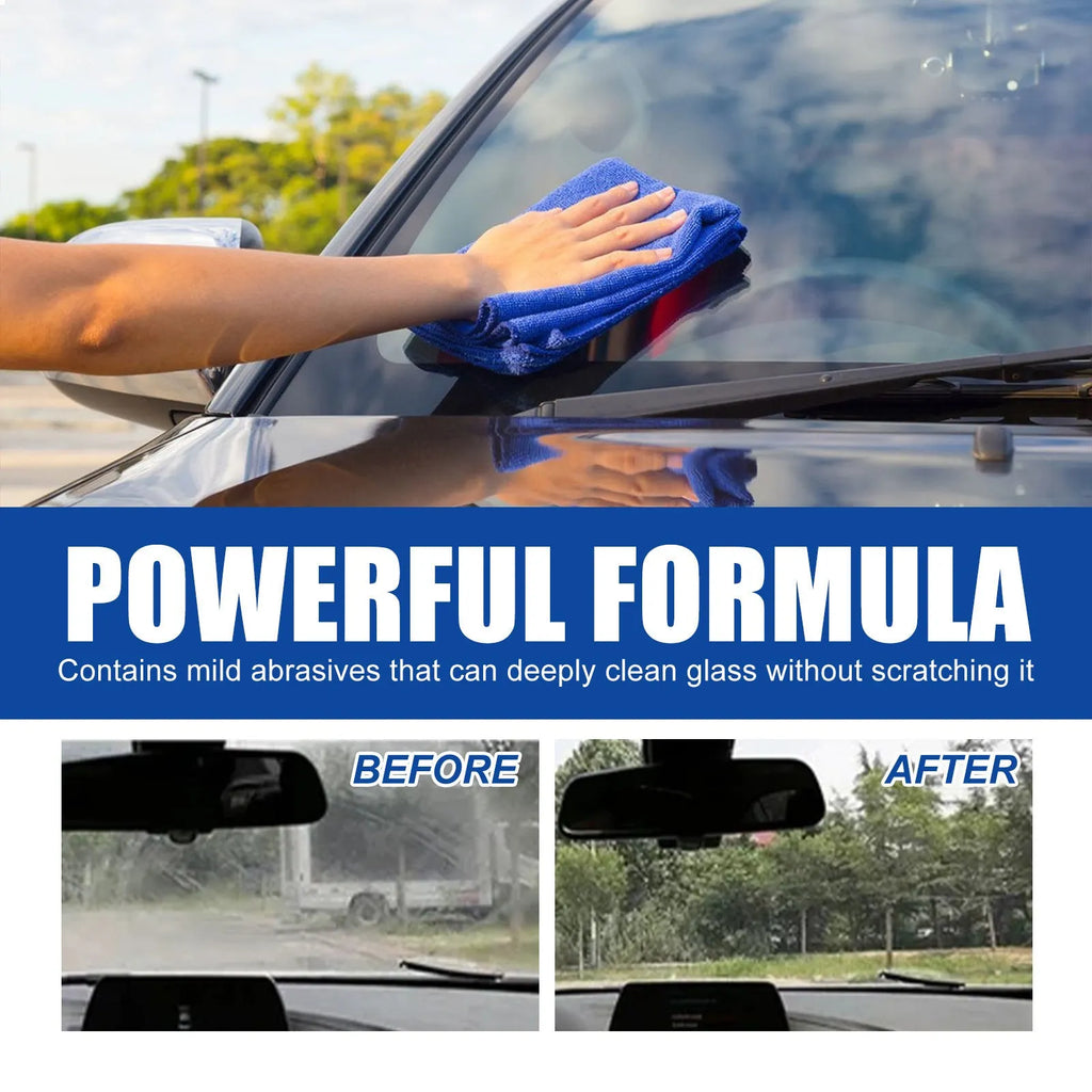 120ml bottle of car window glass oil film remover spray with a cleaning sponge