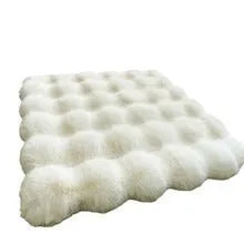 Plush winter warm cat nest mat in bubble velvet with non-slip base, beige colour, 60x80cm size
