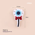 Small plush cat teaser wand toy with colourful candy or eyes design for interactive pet play.