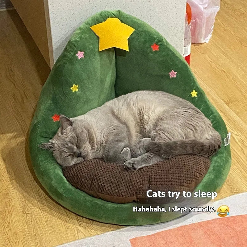 Cat nest wooden frame hug-style pet bed in big eyes blue colour with raised sides for small cats