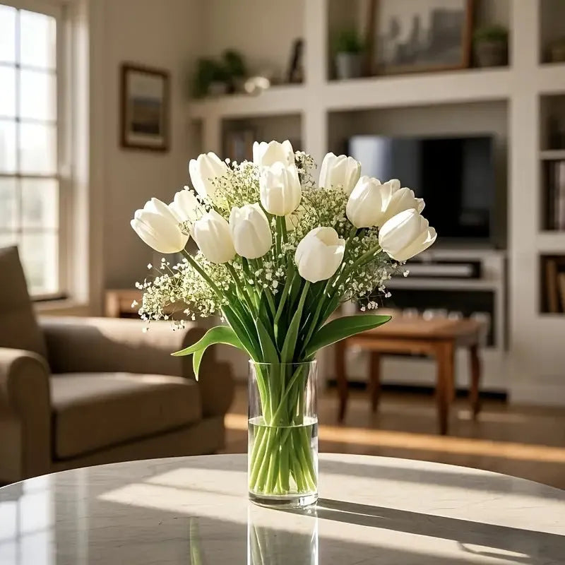 Tulip starry combination artificial flower bridal bouquet 30 piece flocked plastic set