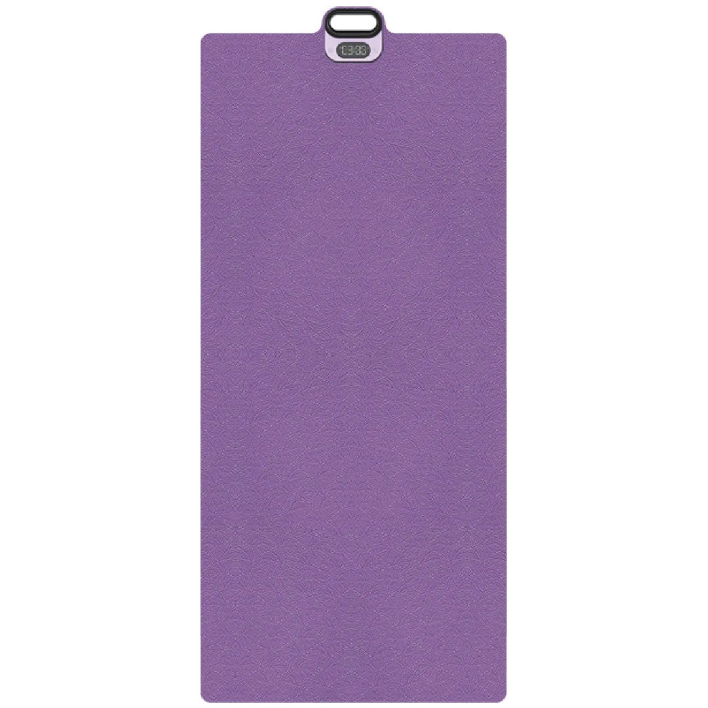 Folding TPE yoga mat with integrated phone holder, 6mm thick, in pink purple or black gray