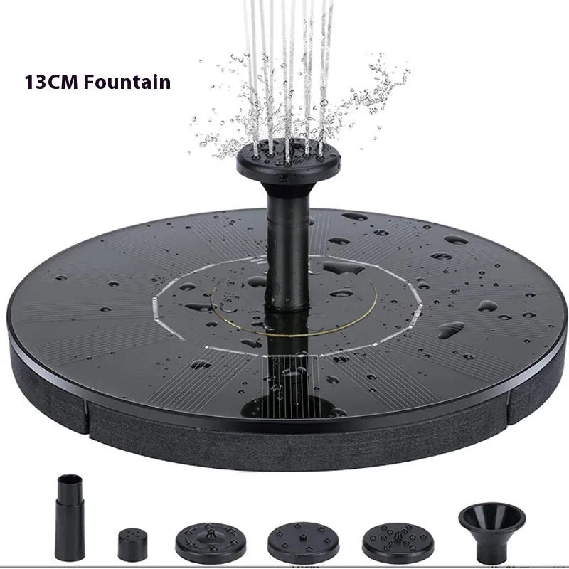 Solar fountain oxygen rockery floating on pond water with spray effect for bird bath