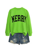 Women's cotton round neck long sleeve sweater in red, blue, green or orange, sizes S-XXL