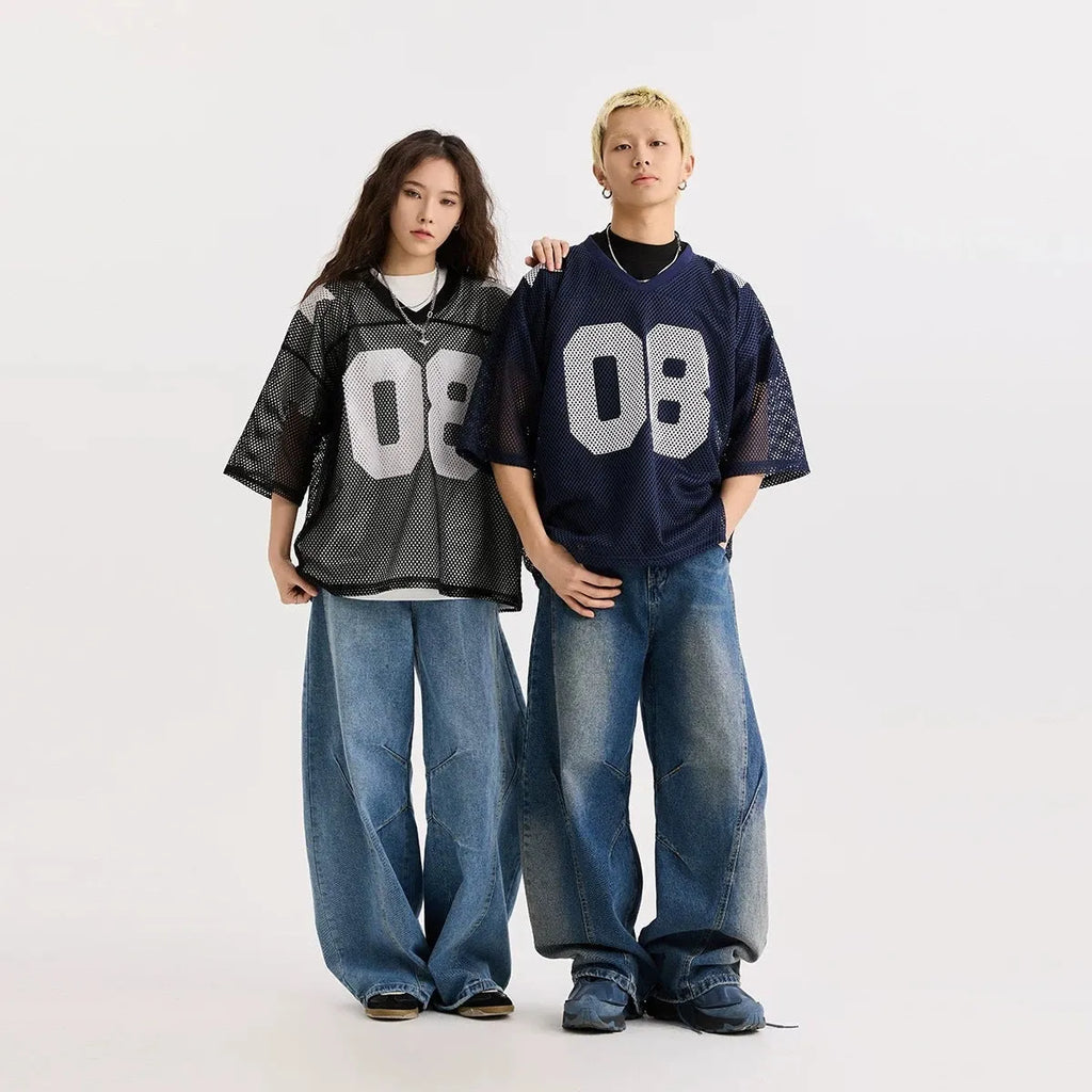 Black loose fit half sleeve shirt with white letter pattern, pullover style