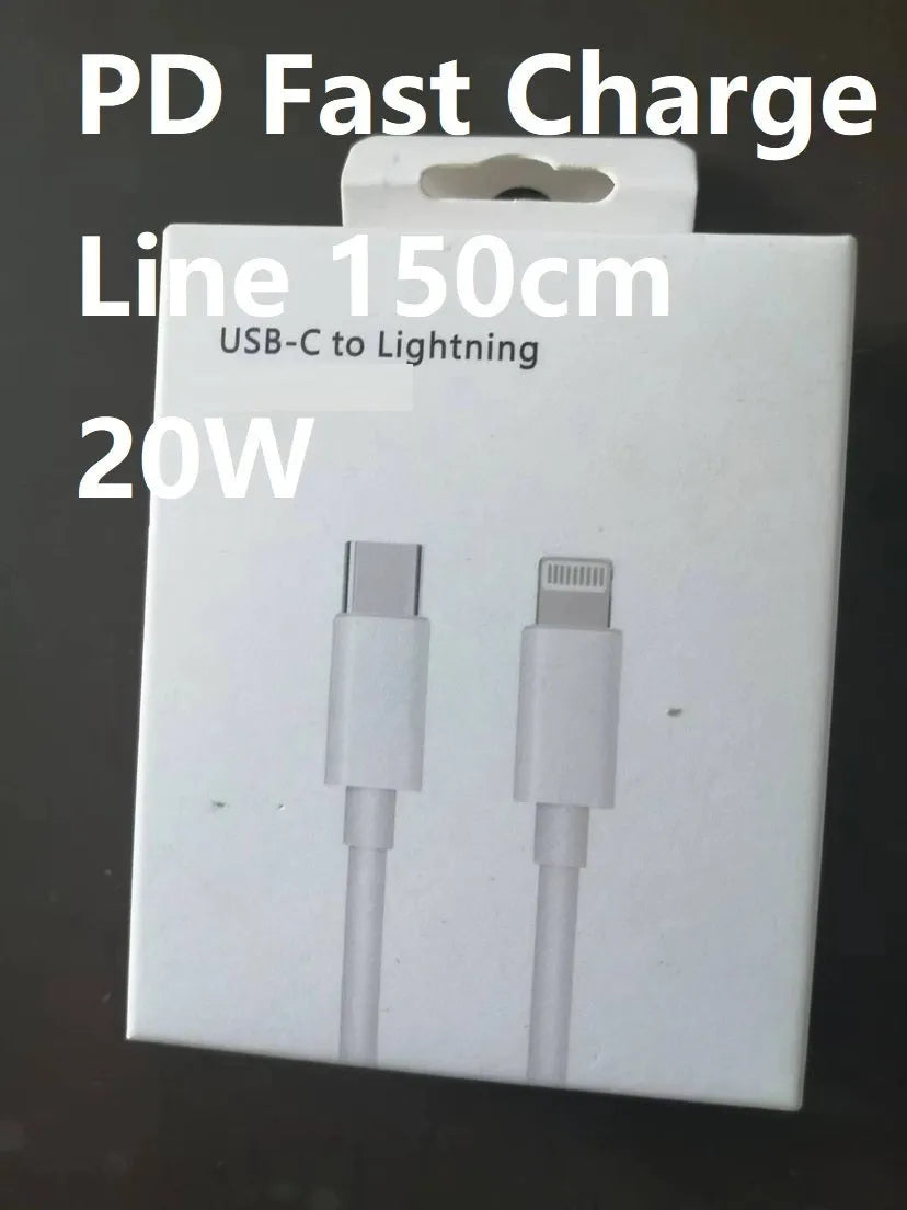 White 20W PD British standard mobile phone charger with Type-C fast charging cable
