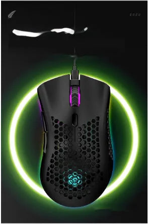 Hollow out wireless gaming mouse body with luminous light in black cyan or white color with USB receiver