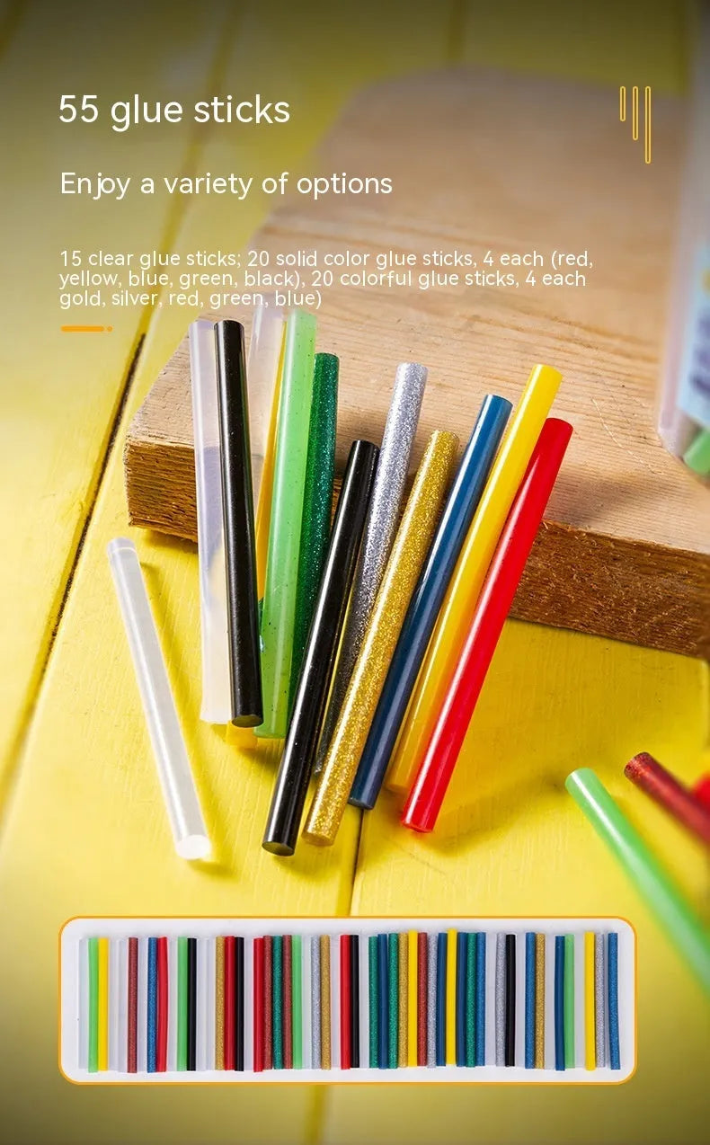55 transparent hot melt glue sticks with 7mm diameter for craft and repair projects