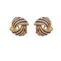 Super-flashing rhinestone ear studs with thick real gold plating on copper, geometric ring shape for women