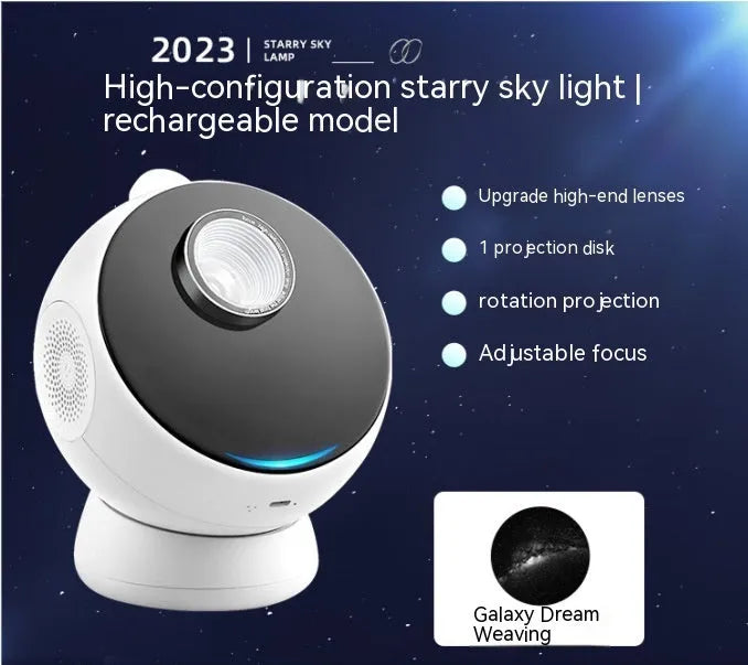 Star light projector with built-in battery, 14.2 x 11.6 x 18.2cm, 2.5m projection distance and 20m2 galaxy projection area