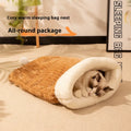 Flannel cat sleeping bag nest measuring 50 by 40 centimetres in blue rabbit design