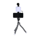 Small square universal camera flash unit with hot shoe mount and rotatable head.