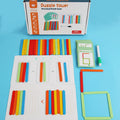 Children's wooden counting sticks math toy in colour box with colourful arithmetic rods