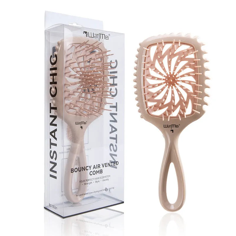 Whirlwind hollow hairdressing comb in dark purple made from ABS and TPEE materials over 20cm long