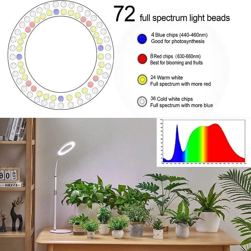 6-inch angel ring retractable floor plant grow light with aluminium alloy shell and LED illumination