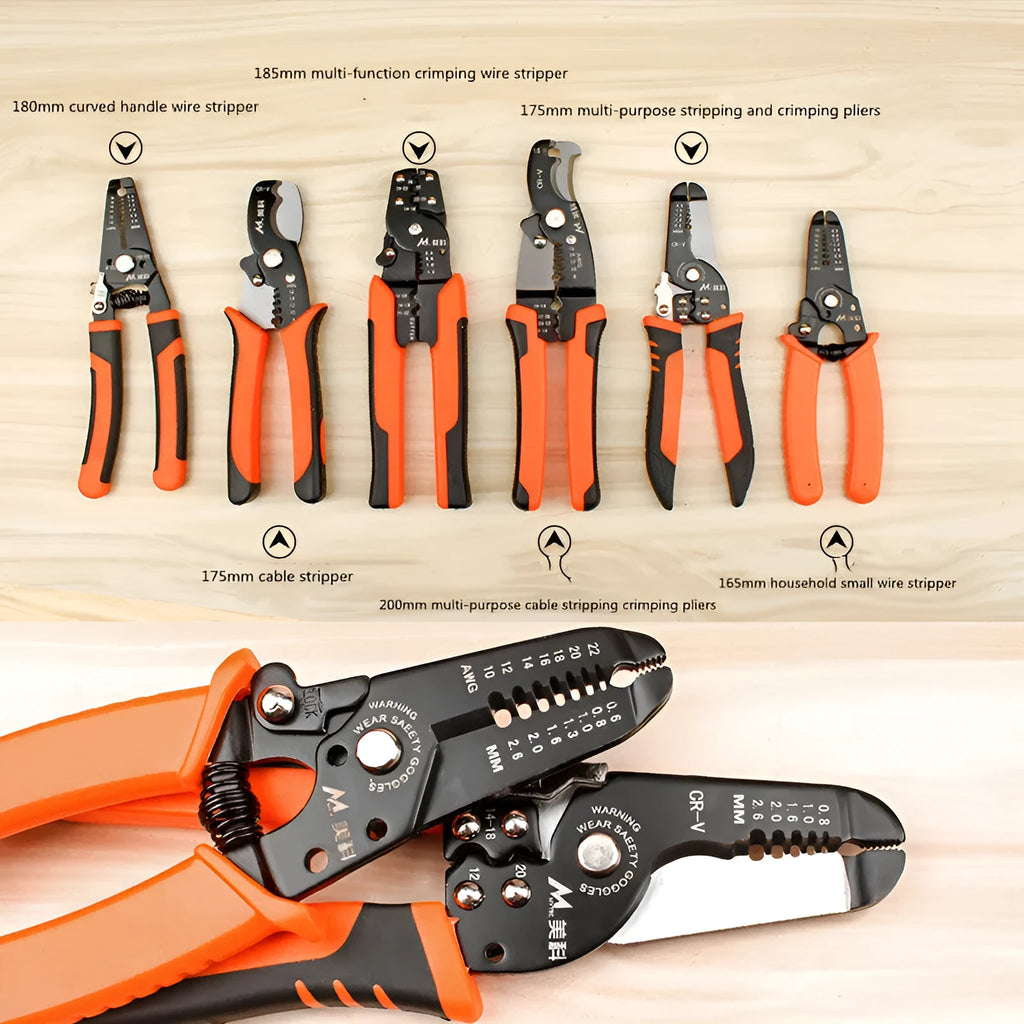 Multifunctional electrician manual peeling pliers with 0.6-3.2mm stripping capacity in 165mm size