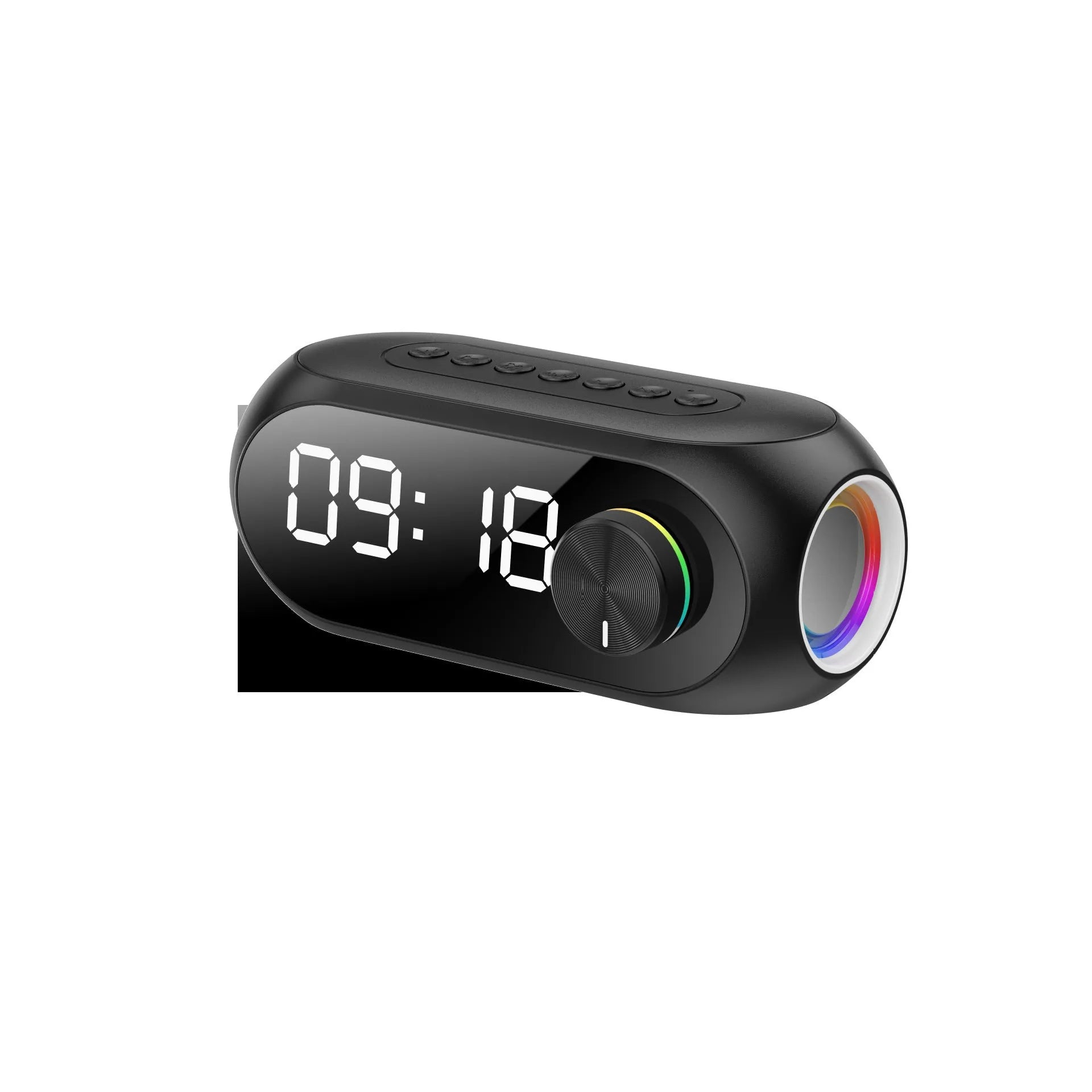 Portable mini clock radio in S8 Black colour with USB charging cable