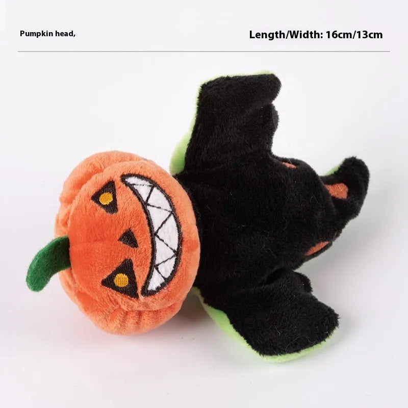 Rechargeable electric sound cat plush toy with swing wings in Halloween Bat style with catnip elastic string