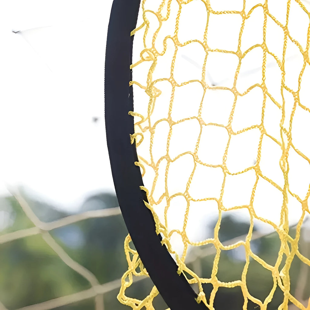 Portable soccer training goal net in black or yellow for practice drills