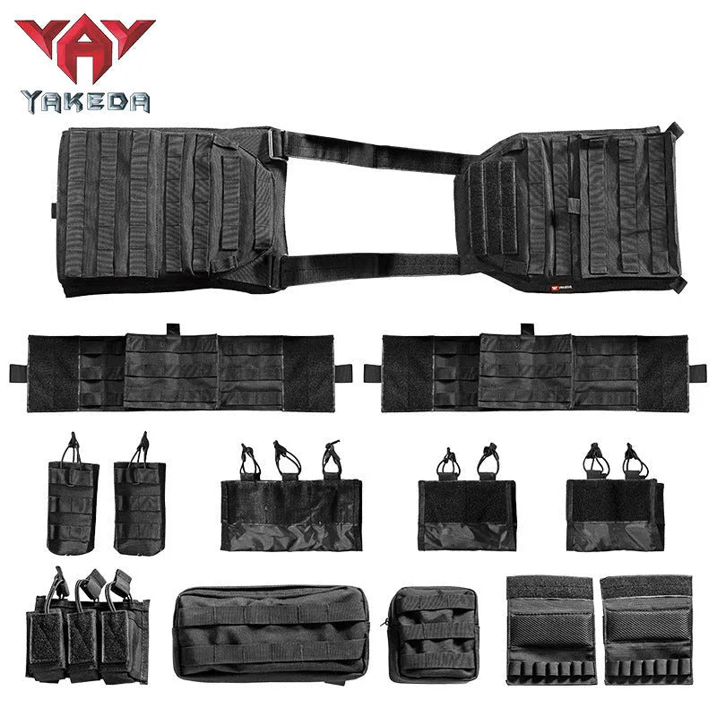 Outward Quick Dismantling 6094 Tactical Vest in black CP camouflage, adjustable waist, 1000D polyester for outdoor use
