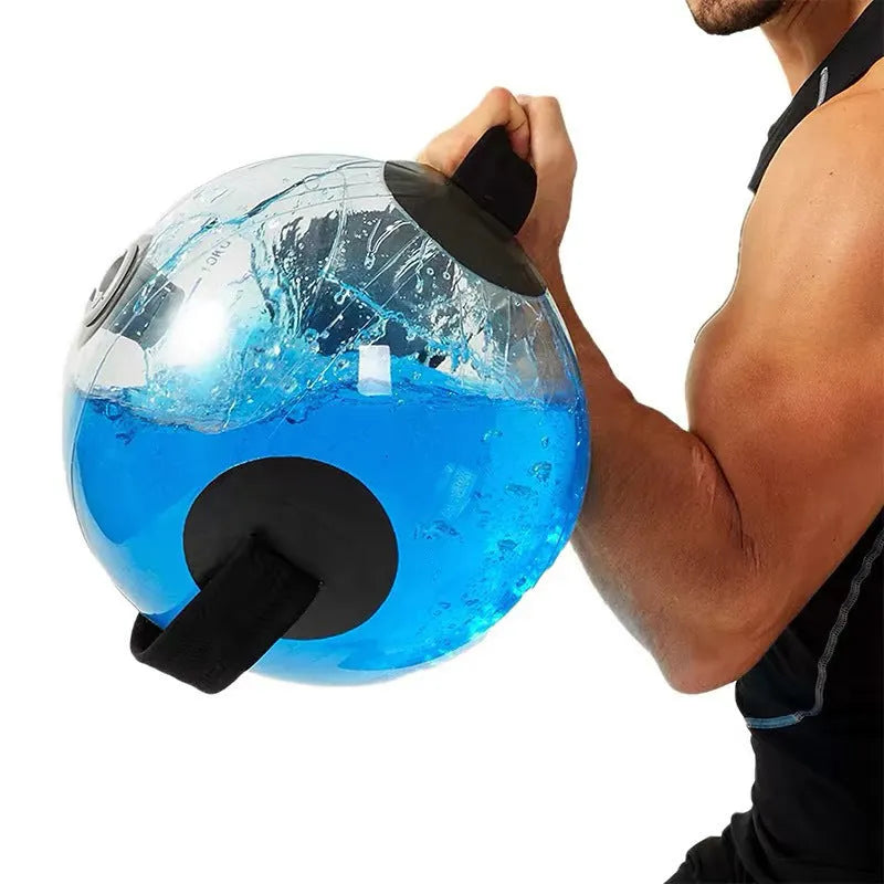 Transparent PVC inflatable water bag fitness ball, 38cm diameter, 720g empty, for sports and irrigation.